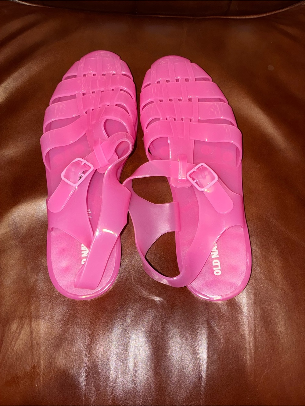 Old Navy Hot Pink Jelly Sandals with Buckle Strap